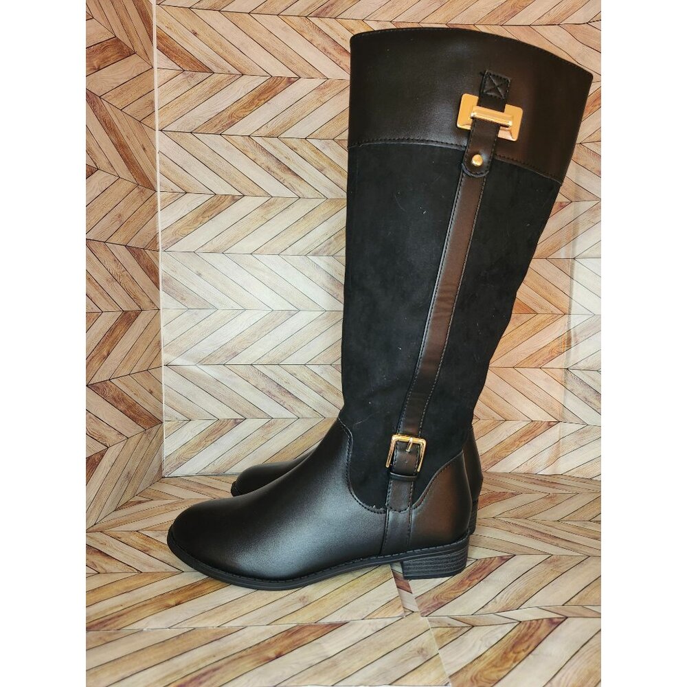 Women Black Karen Scott Deliee 2 Side Zip Riding Boots Size 7.5 - Picture 4 of 6